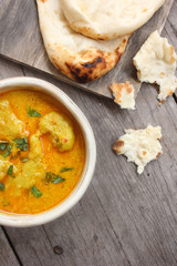 Indian naan bread with curry