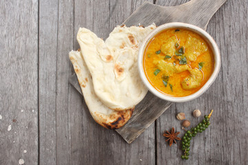 Indian naan bread with curry