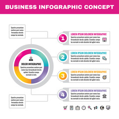 Infographic business concept vector illustration. Creative infographic layout. Infograph vector concept. Abstract infographic elements. Infographic vector template. Infographic numbered step options.