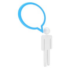 3d man with talk bubbles isolated over a white background. 3d rendering.
