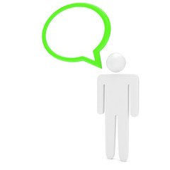 3d man with talk bubbles isolated over a white background. 3d rendering.
