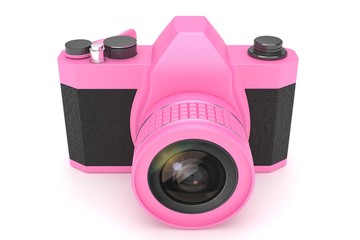 Retro camera isolated on white background. 3d rendering.