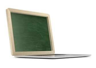  Laptop with chalkboard, online education concept. 3d rendering.