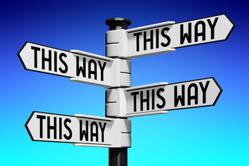 Fototapeta premium Signpost with four arrows - this way