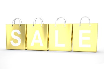 sale written on shopping bag. 3d rendering.