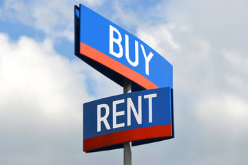 Rent and buy street sign