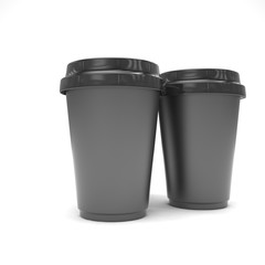 Three paper coffee cups. 3d rendering.