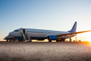Airplanes in the morning airport apron