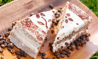 pieces of filled cake with icing