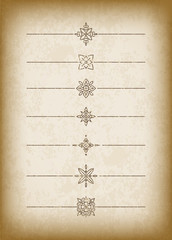A set of cracked old-style dividers on a noble old paper backgro