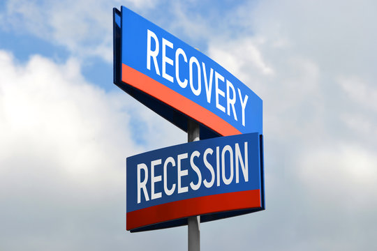 Recovery And Recession Street Sign