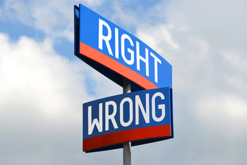 Right and wrong street sign