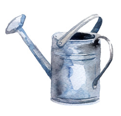 watercolor sketch: watering can on a white background