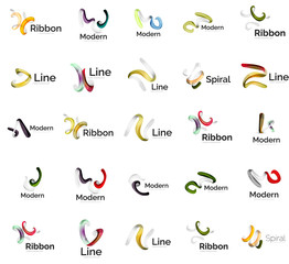 Set of abstract ribbon logo icons