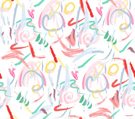 Obraz na płótnie Canvas variegated scribble graffiti on a white background, seamless pattern, print. Marker, doodle. Vector illustration