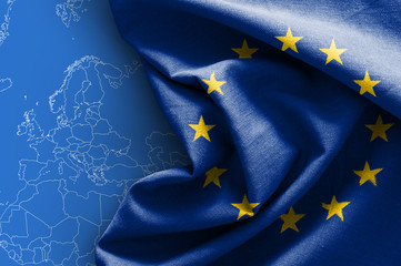 Fototapeta premium Flag of Europe on map background