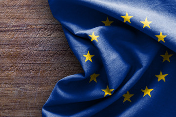 Flag of Europe on wood background