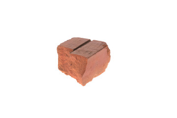 Red clay brick  deduct on white background