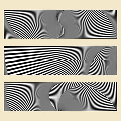  Abstract web banners with optical illusion  for your  design. Opt Art Illustration isolated on white background for your design.