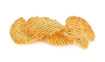 potato chips with seaweed flavored on white background