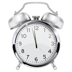 Alarm clock. Retro vintage clock. Twelve o'clock