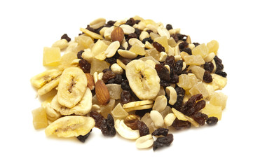 Group of dried fruits and nuts