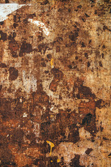 Detailed texture of old rusty metal plate surface