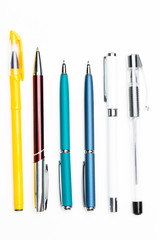 pens isolated on white background, close up