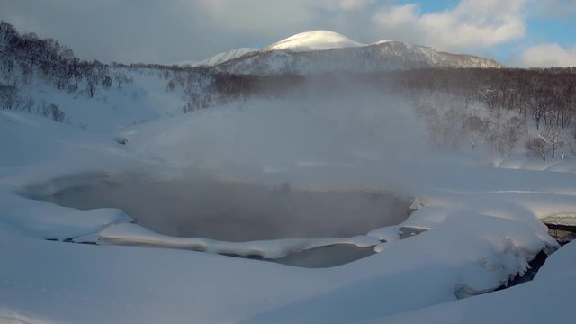Natural Hotspring Onsen in the Mountains of Hokkaido Japan