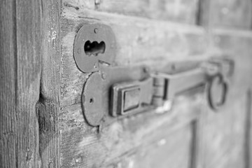 europe old in  italy  antique close brown door and rusty lock  c
