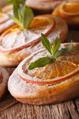 Homemade cookies with almonds and oranges macro. vertical
