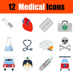 Flat design medical icon set