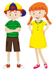 Boy and girl with happy face