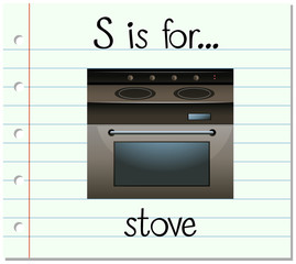 Flashcard letter S is for stove