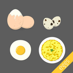 boiled egg Quail eggs Fried egg and omelet