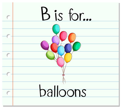 Flashcard letter B is for balloons