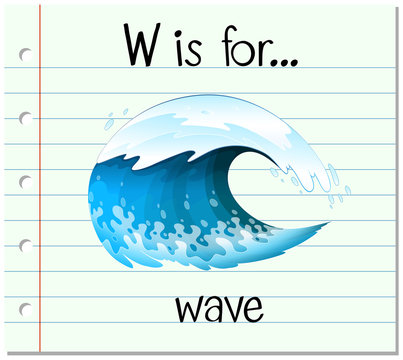 Flashcard letter W is for wave