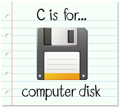 Flashcard letter C is for computer disk