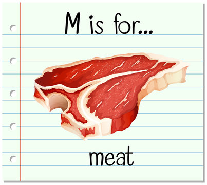 Flashcard letter M is for meat