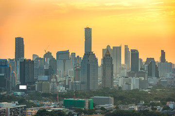 Bangkok downtown skyline at sunset