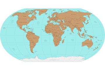 Highly detailed World map. Vector illustration.