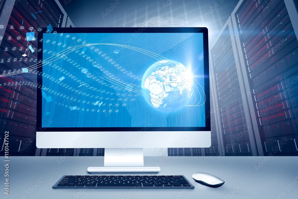Wall mural composite image of computer screen