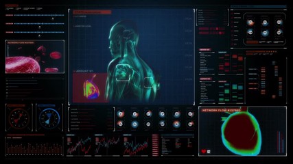 Scanning human 3D Medical Science in digital medical display. user interface. - Powered by Adobe