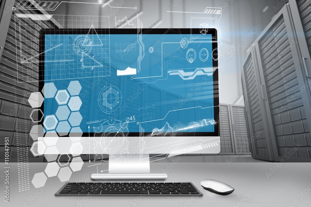 Wall mural composite image of computer screen