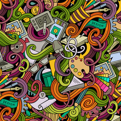 Cartoon hand-drawn doodles on the subject of Design seamless pattern