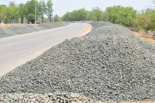 Road Construction Gravel piles; Construction industry; Building materials