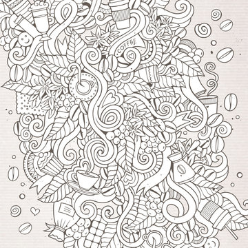 Cartoon hand-drawn doodles coffee time illustration