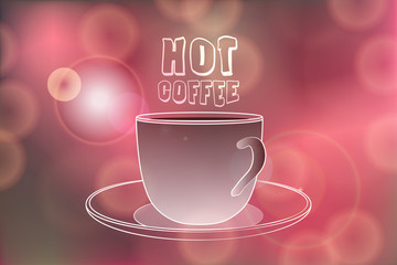 Hot coffee words on Festive bokeh lights