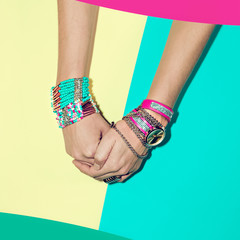 Vanilla Summer trend. Stylish bracelets set.