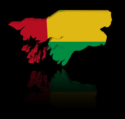 Guinea Bissau map flag with reflection illustration